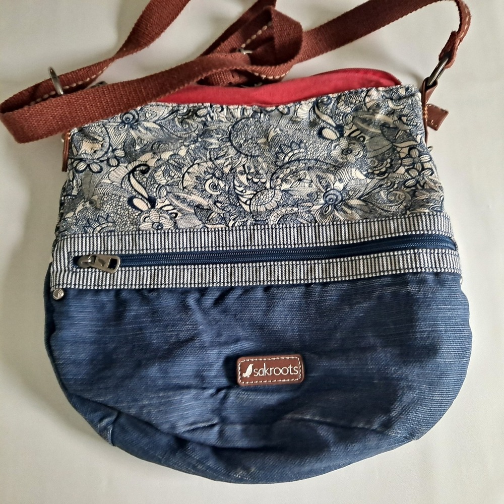 Sakroots Artist Blue Canvas Crossbody Purse With Wallet - Picture 2 of 9